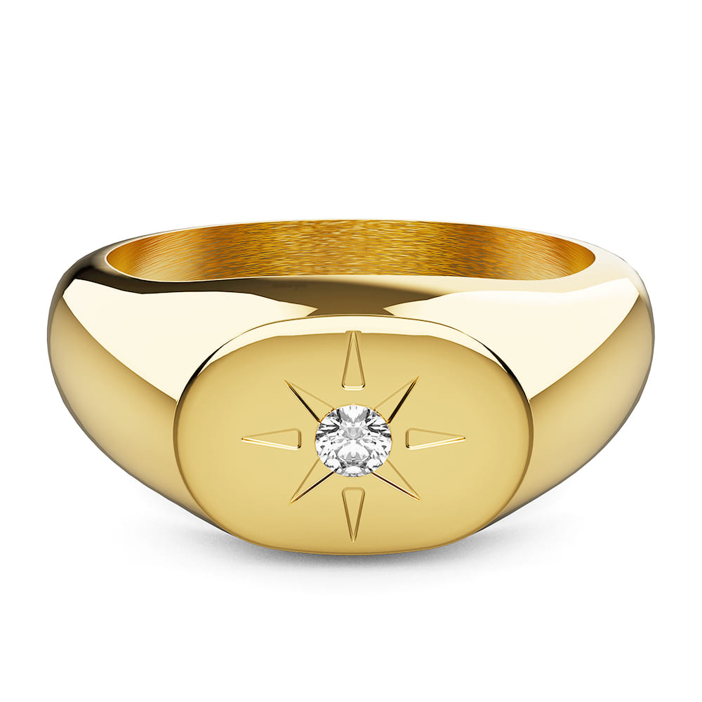 Celestial Brilliance Ring with Cubic Zirconia in Gold Layered