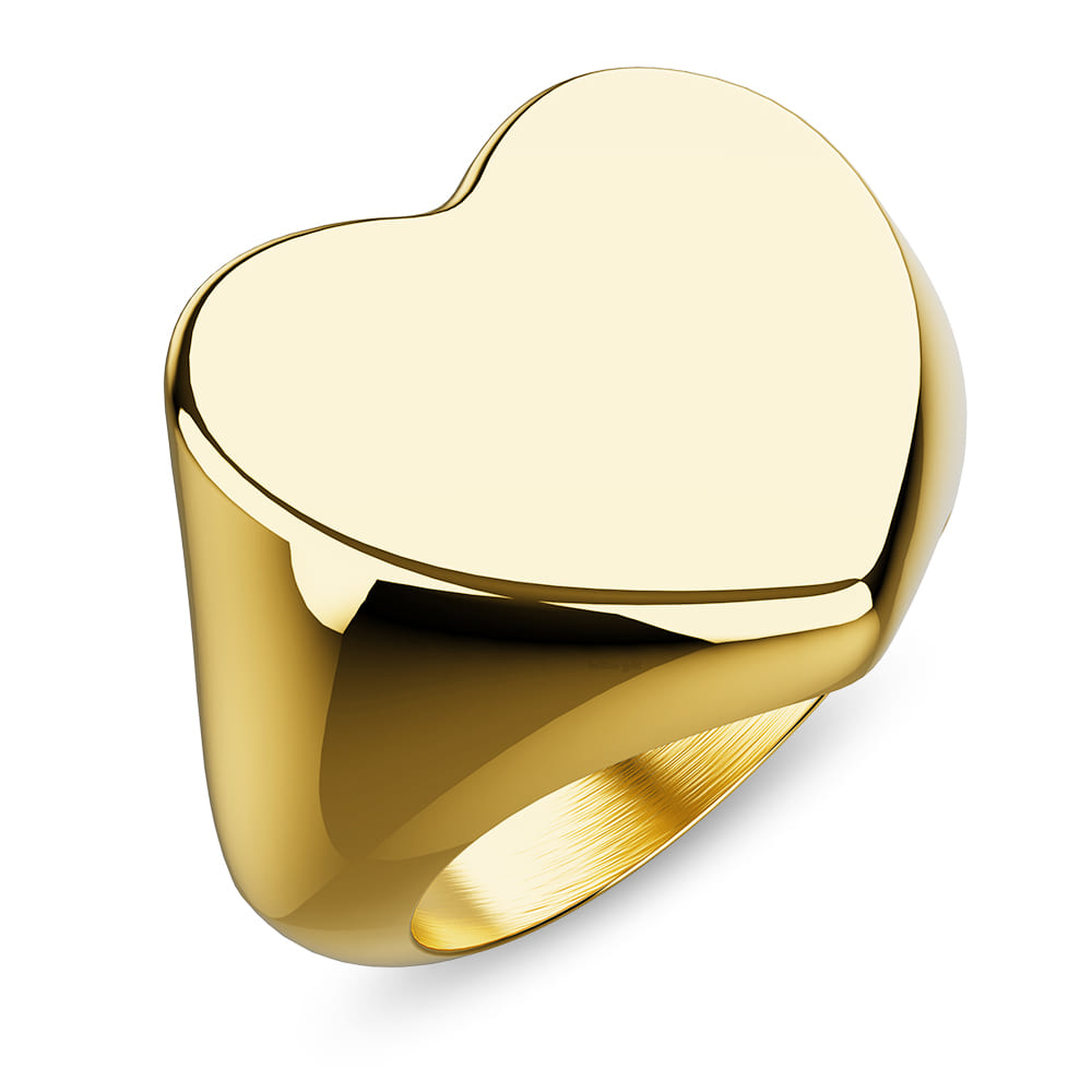 Heart's Desire Signet Gold Layered Ring in 16mm