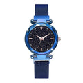 Bullion Gold Sparkly Black Glass Blue Watch Embellished with Crystals