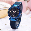 Bullion Gold Sparkly Black Glass Blue Watch Embellished with Crystals