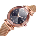 Bullion Gold Sparkly Black Glass Rose Gold Watch Embellished with Rhinestone - Brilliant Co
