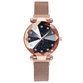 Bullion Gold Sparkly Black Glass Rose Gold Watch Embellished with Rhinestone - Brilliant Co