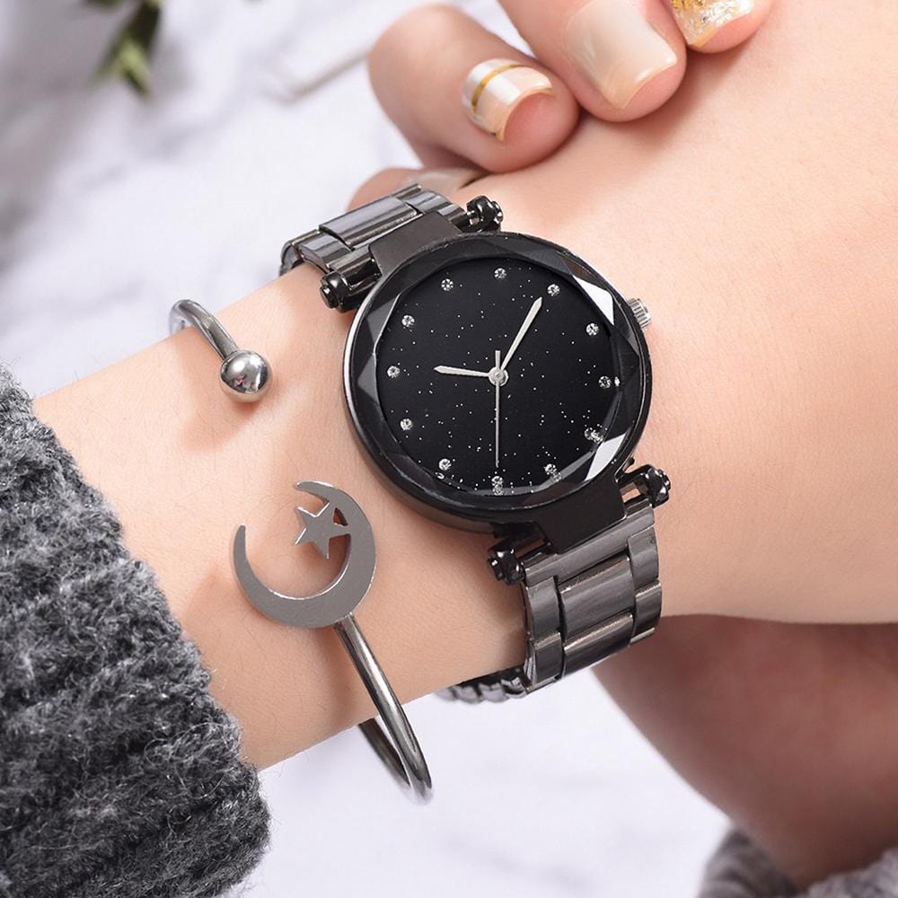 Bullion Gold Zaru Sparkly Watch-Black and Silver - Brilliant Co