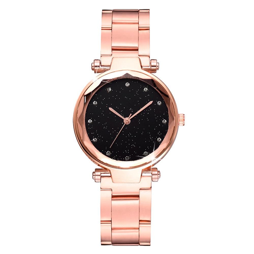 Bullion Gold Zaru Sparkly Watch-Black and Rose Gold - Brilliant Co