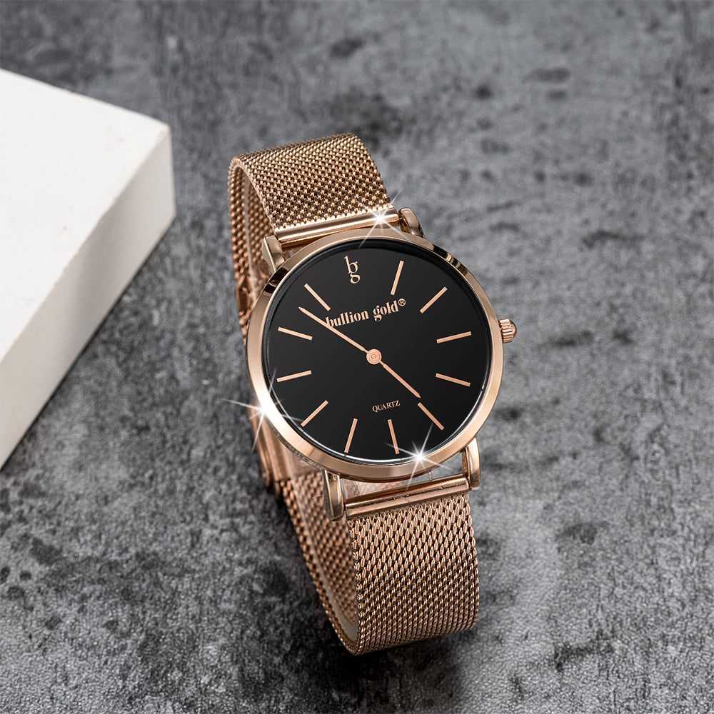 Bullion Gold Timeless Dream Watch - Rose Gold and Black