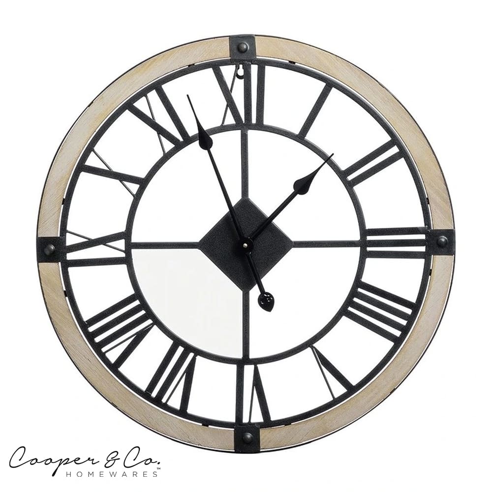 Cooper & Co. Debora 60cm Silent Wall Clock Hamptons Style Black