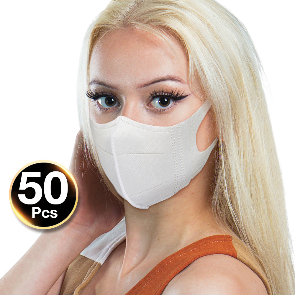 3D Duckbill 3 PLY Stylish Summer Masks 50PC - White