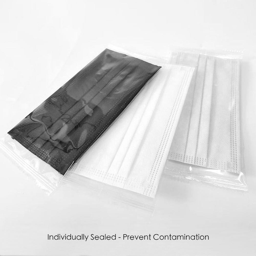 100Pk 3 Layer Protective Disposable Single Packing Face Masks - Black - Brilliant Co