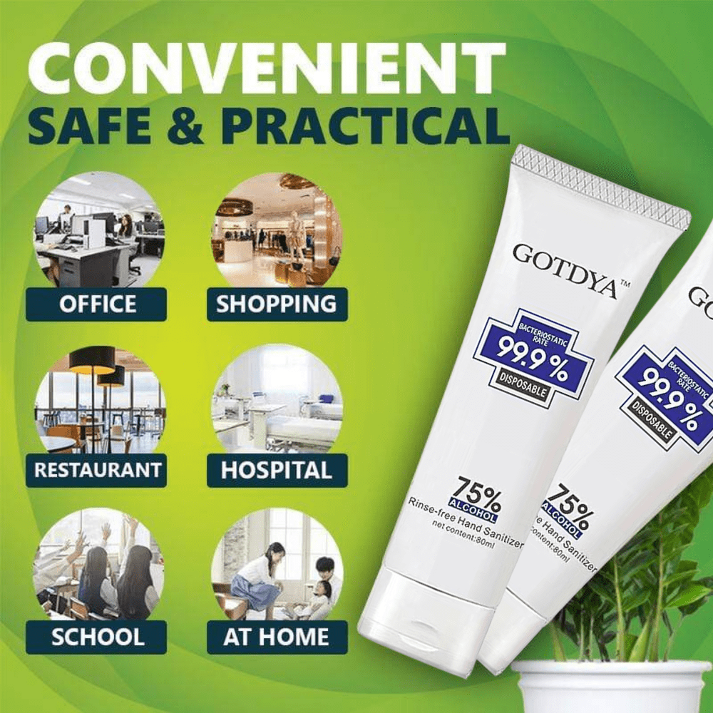 GOTDYA 80ml 75% Alcohol Antibacterial Hand Sanitiser Gel Kills 99.9% Germs Rinse-Free Travel Pack Sets - Brilliant Co