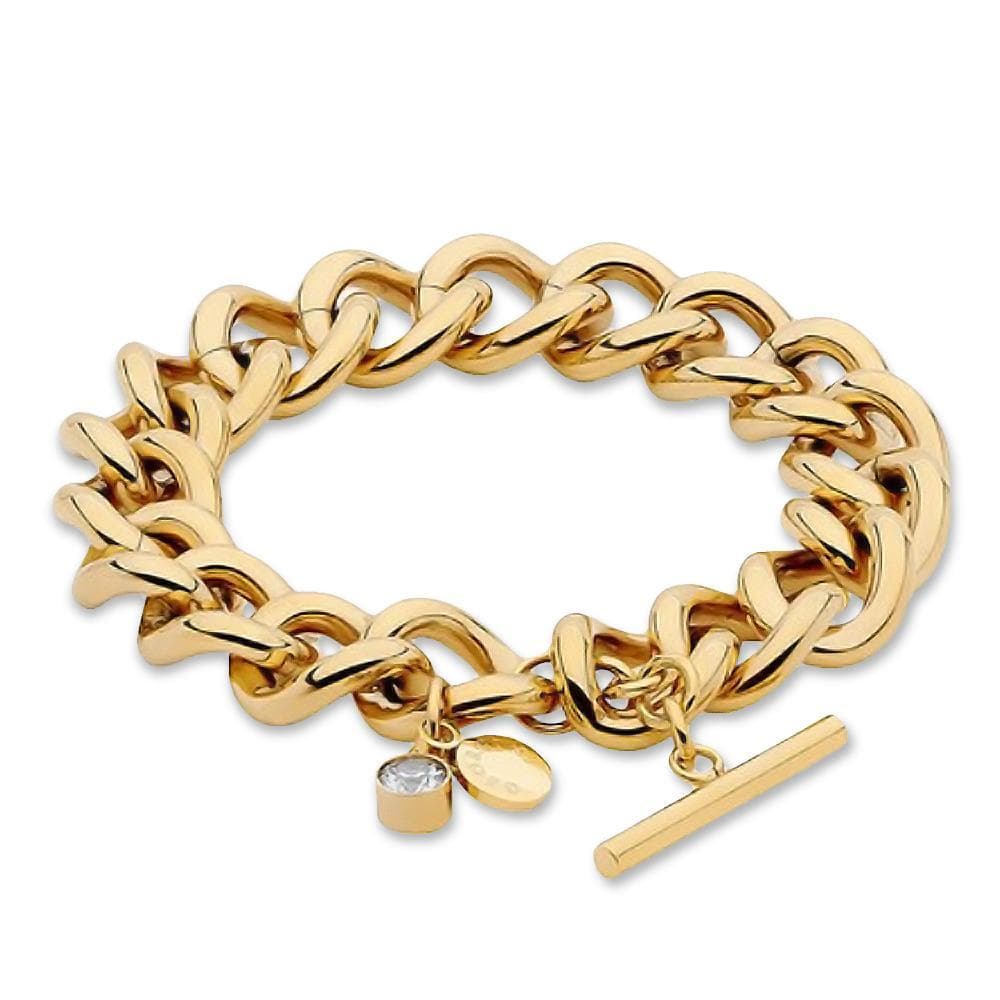Crystal Drop Curb Chain Gold Bracelet