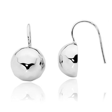 Silver Faceted Round Hook Earrings - Brilliant Co