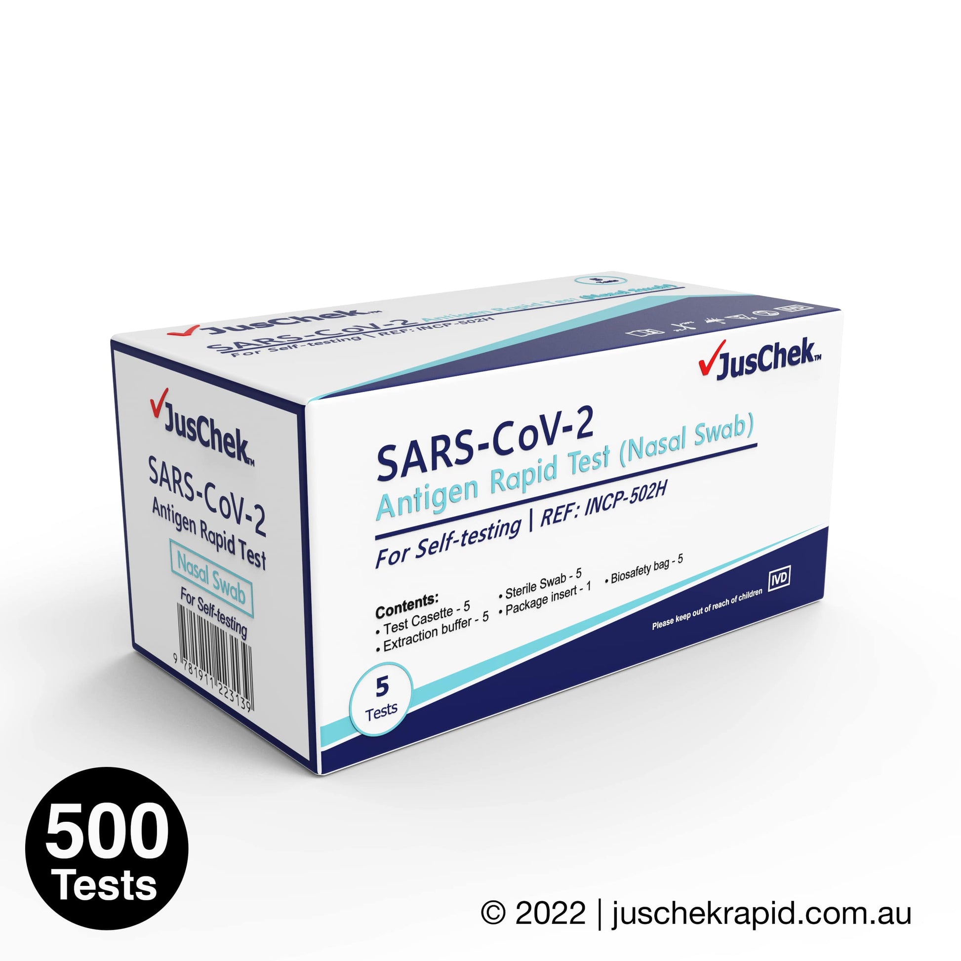 JusChek COVID-19 Rapid Antigen Test RATs (Nasal Swab) - 500 Pack-1