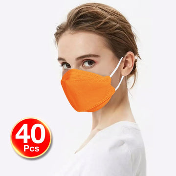 KF94 4PLY 3D Design 40PC Hygienic Single Packed Disposable Face Masks Ergonomic Fit Orange