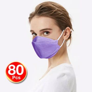 KF94 4PLY 3D Design 80PC Hygienic Single Packed Disposable Face Masks Ergonomic Fit Purple