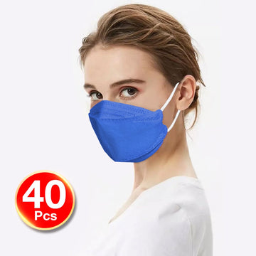 KF94 4PLY 3D Design 40PC Hygienic Single Packed Disposable Face Masks Ergonomic Fit Royal Blue