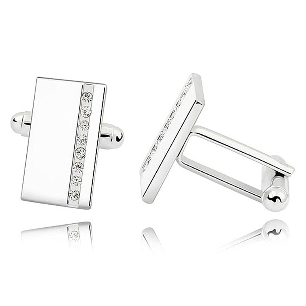 Mr. Cuffs Cufflinks Rectangle (Clear) Embellished with Swarovski¬Æ crystals
