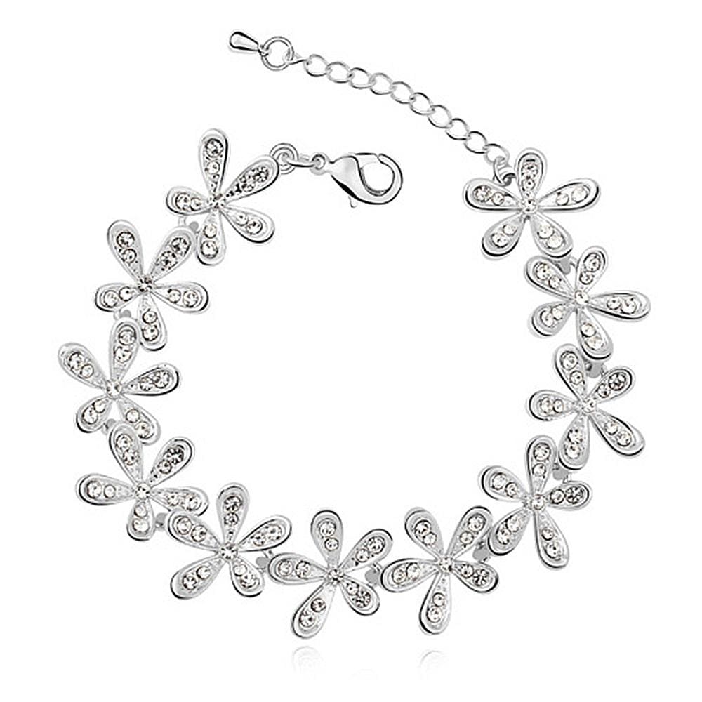 Magnolia White Gold Bracelet Embellished with Swarovski® crystals