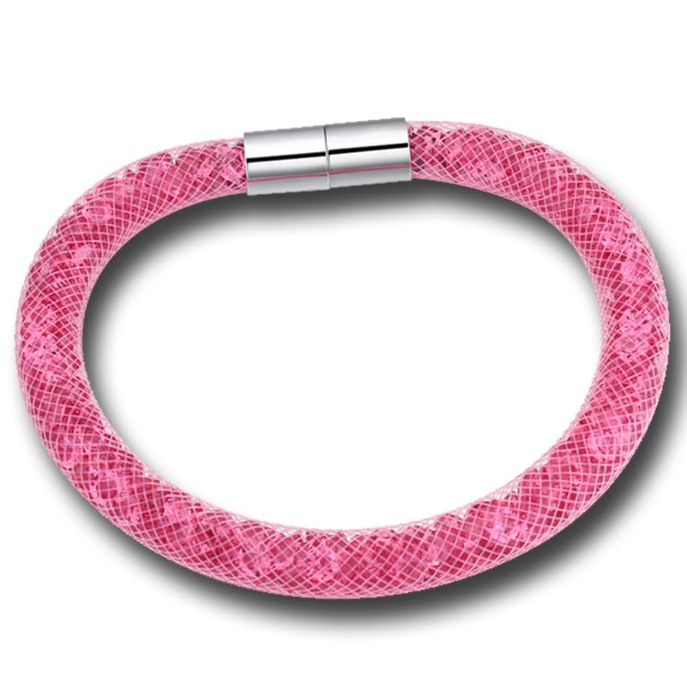 Mesh Single Wrap Bracelet Pink Embellished with Swarovski¬¨√Ü  crystals