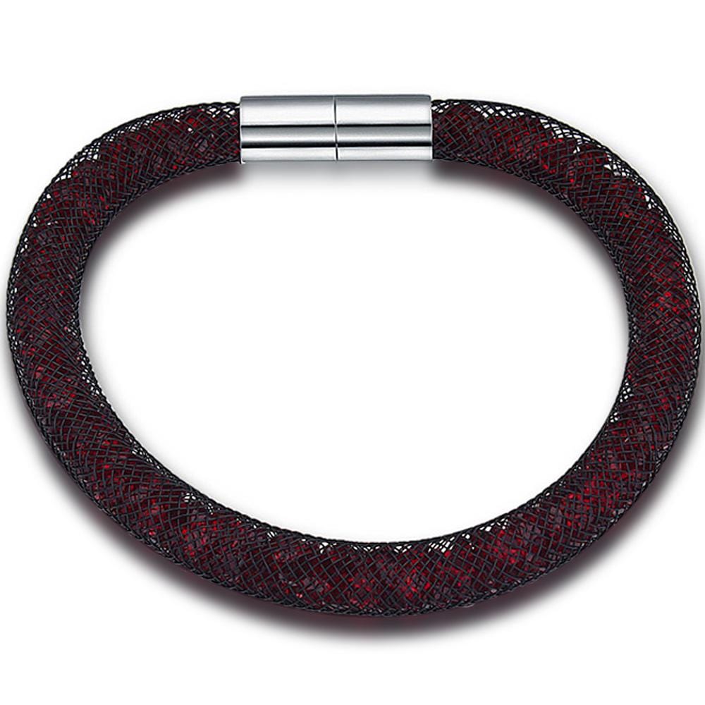 Mesh Single Wrap Bracelet Scarlet Embellished with Swarovski® crystals