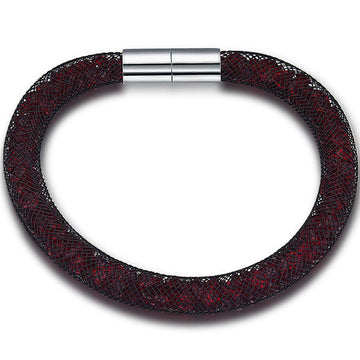 Mesh Single Wrap Bracelet Scarlet Embellished with Swarovski® crystals