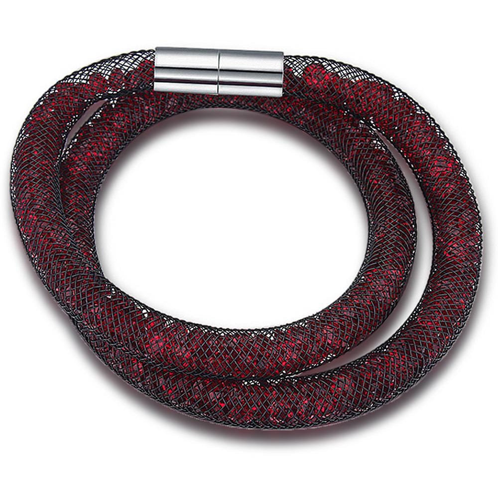 Mesh Double Wrap Bracelet Scarlet Embellished with Swarovski¬¨√Ü  crystals