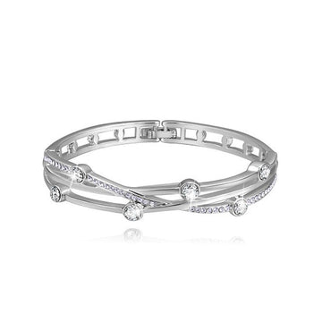 Lovers Crossing Bangle Embellished with Swarovski® crystals White Gold