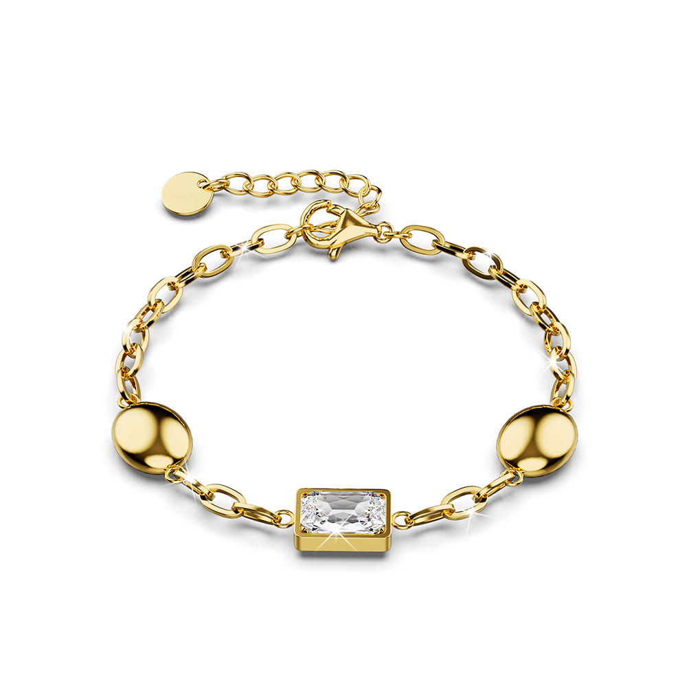 Oval Square Zirconia Bling Bracelet in Gold