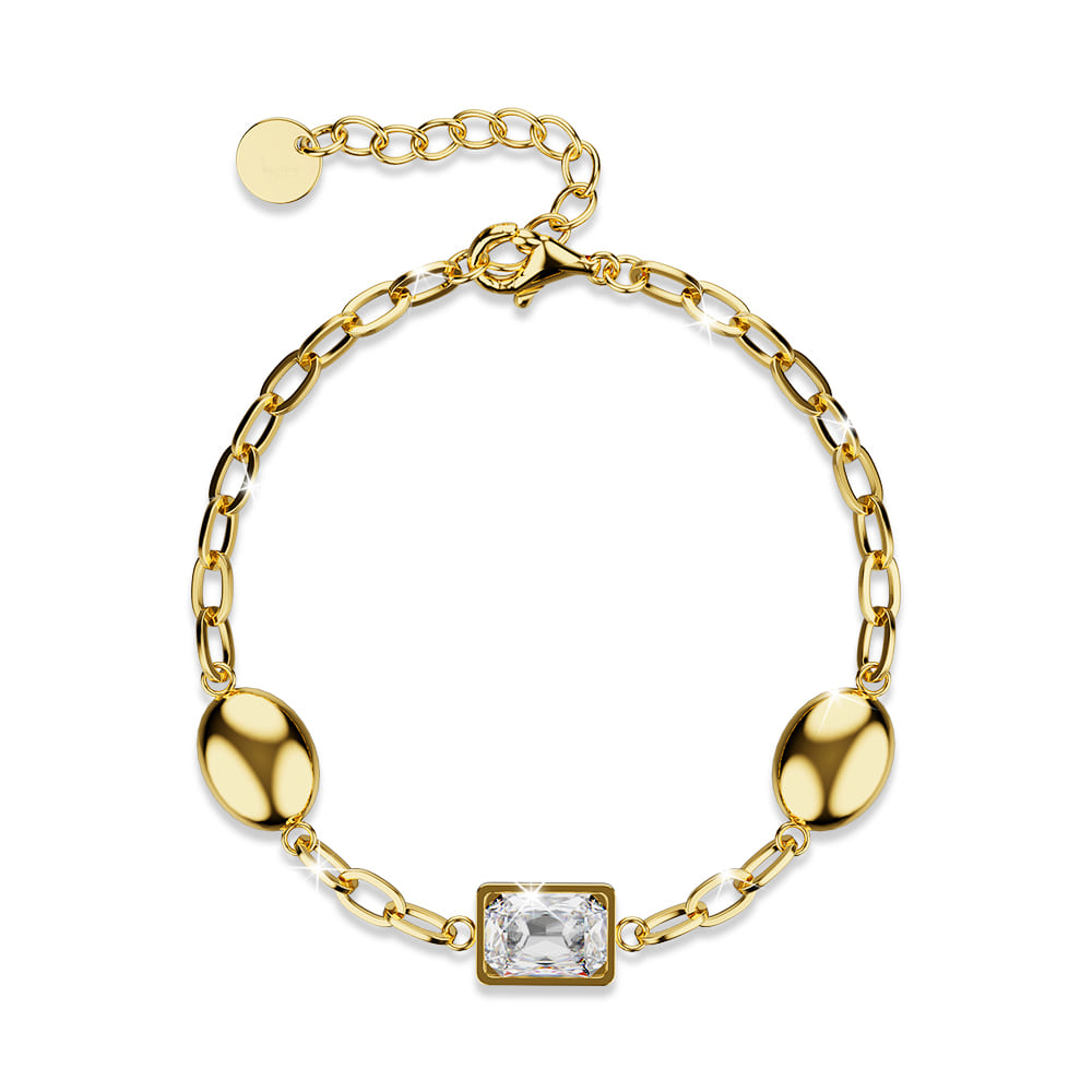 Oval Square Zirconia Bling Bracelet in Gold