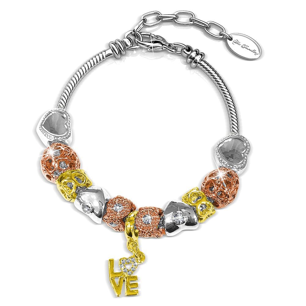 Tri Tone LOVE Beaded Bracelet Embellished with Swarovski® crystals