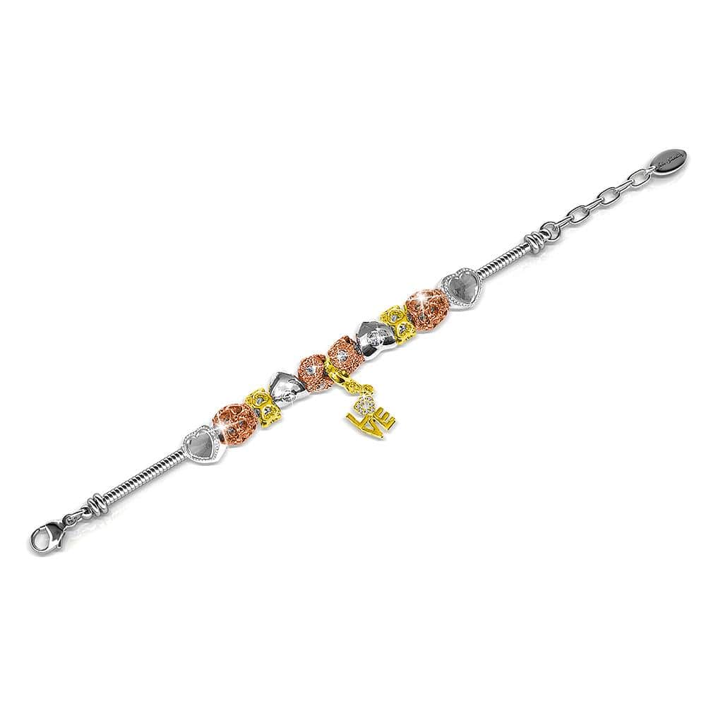 Tri Tone LOVE Beaded Bracelet Embellished with Swarovski® crystals