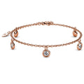 Rose Gold Drop Charm Bracelet Embellished with Swarovski® crystals