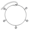 White Gold Drop Charm Bracelet Embellished with Swarovski® Crystals