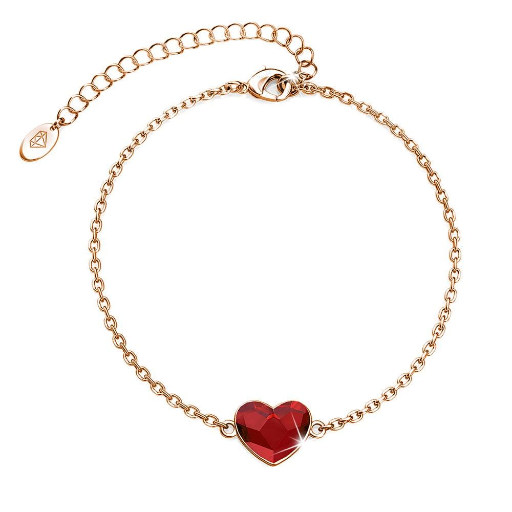 Rose Gold Burning Red Heart-Shaped Bracelet Embellished with Swarovski¬¨√Ü Crystal