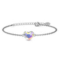 White Gold AB Heart Shaped Bracelet Embellished with Aurora Borealis Swarovski® Crystal