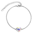 White Gold AB Heart Shaped Bracelet Embellished with Aurora Borealis Swarovski® Crystal