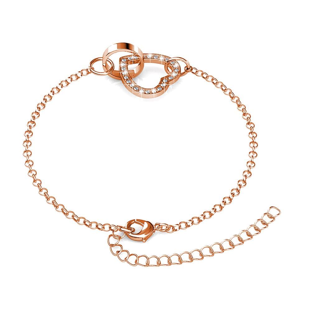 Rose Gold Interlocking Heart and Ring Bracelet Embellished with Swarovski® Crystals