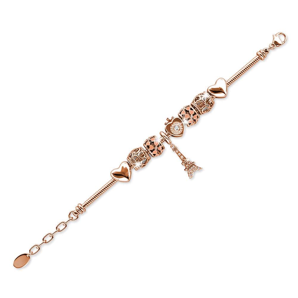 Rose Gold Eiffel Tower Beaded Bracelet Embellished with Swarovski® crystals