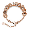 Rose Gold Pad Lock Beaded Bracelet Embellished with Swarovski® Crystals