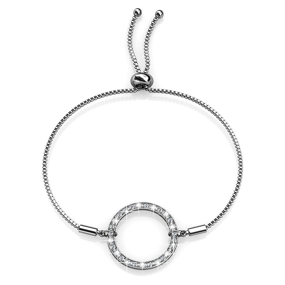 White Gold Pave Set Circle Slider Bracelet Embellished with Swarovski® crystals