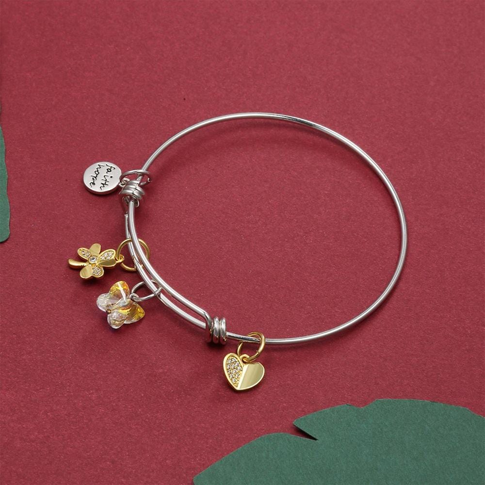 Inspiring Adjustable Charm Bangle Embellished With Swarovski® Crystals