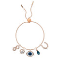 The Evil Eye to Infinity Slider Bracelet Embellished with Swarovski® crystals in Rose Gold