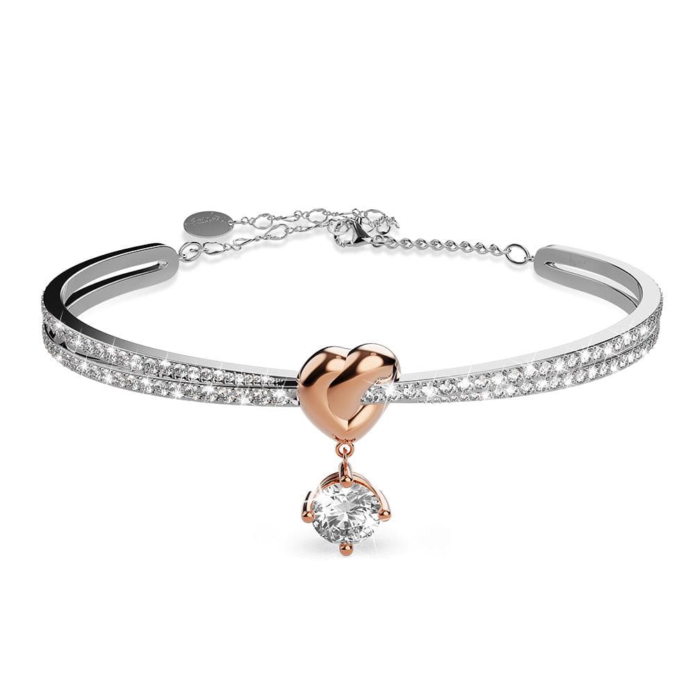 Fall in Love Heart Charm Bracelet Embellished with Swarovski® crystals in Dual Tone Gold