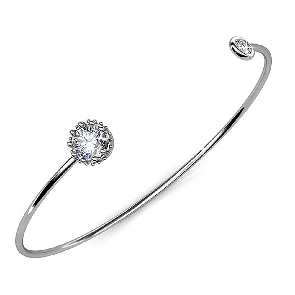Ultra-Chic Open Bangle White Gold Embellished with Swarovski® crystals