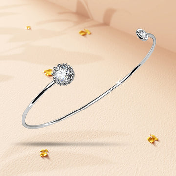 Ultra-Chic Open Bangle White Gold Embellished with Swarovski® crystals