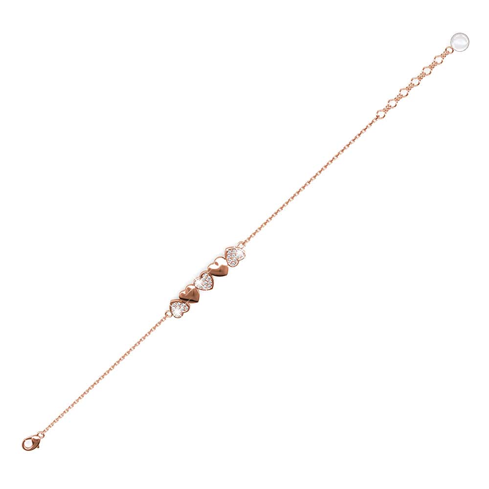 Rose Gold Alternate Upside Down Heart-Shaped Bracelet Embellished with Swarovski® crystals