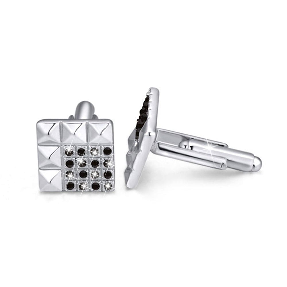 Krystal Couture Embellished With Preciosa Crystal Cubix Cuffinks Black