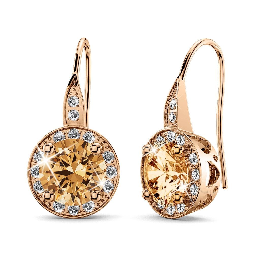 Krystal Couture Halo Hook Swarovski crystals Rose Gold Earrings