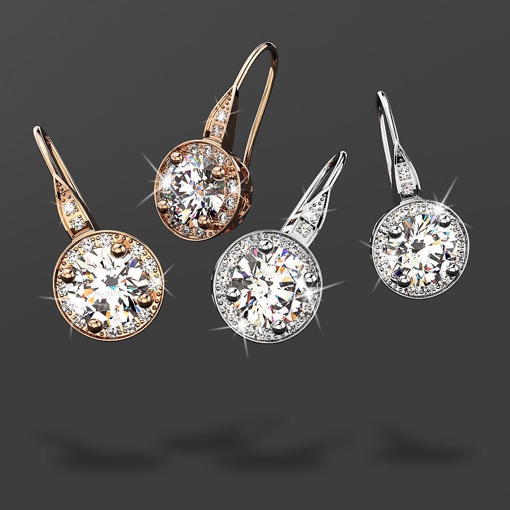 Halo Hook Back Earrings Embellished with Swarovski¬Æ crystals