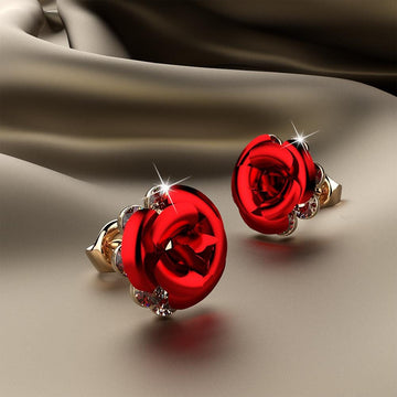 Red Roses Studs Embellished with Swarovski crystals