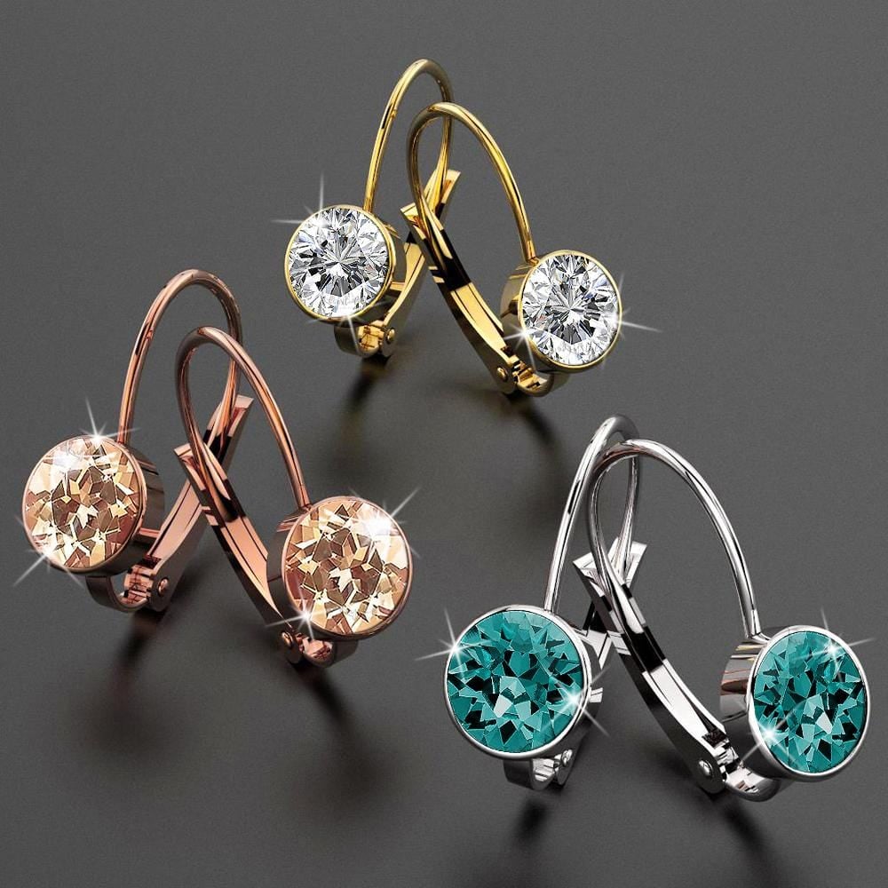 Audrey Lever Back Earrings Embellished with Swarovski¬Æ crystals - Light Peach